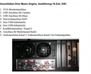 Richtiges anschließen der Kabel - Music Engine 19 Zoll-PC 3HE 