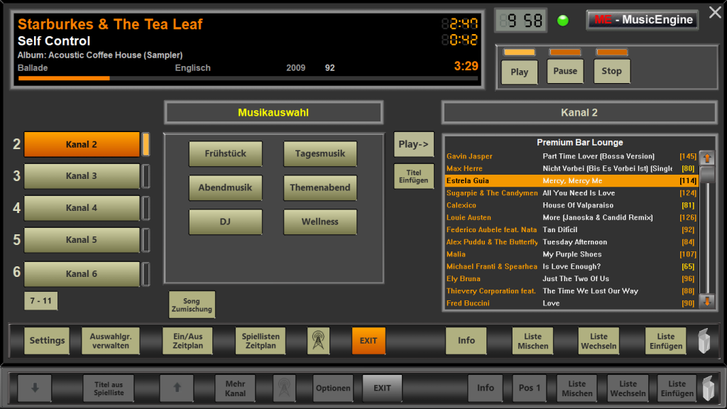 Music Engine Player UI Mehrkanal